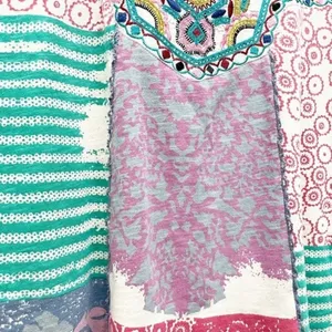 Sundance World Citizen Patchwork Crochet Detail Short Sleeve Top Size Medium thumbnail 6