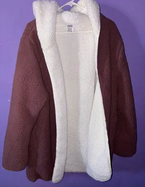 Victoria'S Secret Pink Reversible Sherpa Cardigan M/L Cocoa Powder thumbnail 1