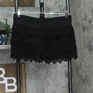 NWT American Rag Cie Laser-Cut Faux-Suede Eyelet Cropped Shorts Classic Black L thumbnail 3