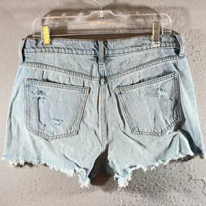 1076 |Altar'd State Distressed High Waisted Boho Denim Shorts Light Wash Women L thumbnail 2