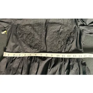 Happy x Nature NWT M Black Embroidered Cotton Open Back Tie Mini Dress Pockets thumbnail 12