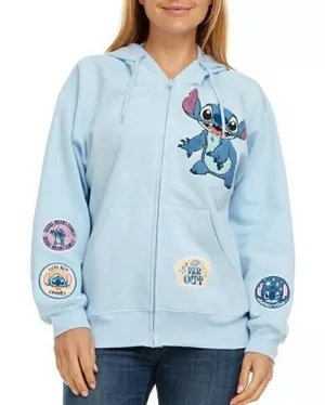 Disney Lilo & Stitch Hoodie Full Zip Sweatshirt Women's‎ XS Blue Freeze Casual thumbnail 1