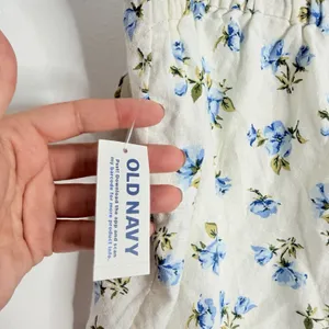 NWT Old Navy High-Waisted Linen-Blend Mini Skort White Blue XL Cottagecore‎ thumbnail 6
