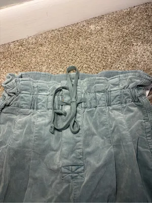 NEW! FREE PEOPLE Margate Pleated Velvet Trousers Washed Out Aqua Green Size XS thumbnail 3