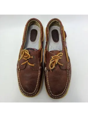 Sperry Top Slider Bluefish Plaid Slip On Oxford Boat Shoes Leather Sz 7 M Brown thumbnail 4
