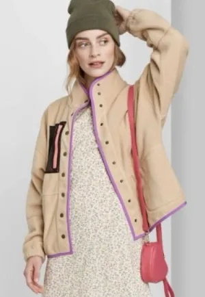 WILD FABLE Sherpa Fleece Cozy Snap Up Jacket Coat Cozycore in Tan Size XXL thumbnail 1