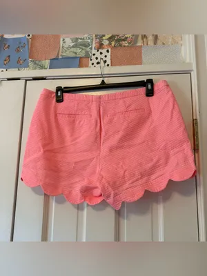 Lilly Pulitzer Bright Pink Magnolia Scalloped Hem Shorts in Guava Melon Sz 14 thumbnail 2