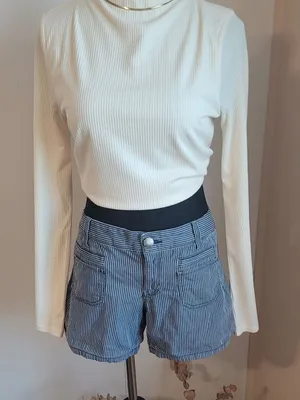 Gap Blue Striped Women's Shorts 100% Cotton thumbnail 1