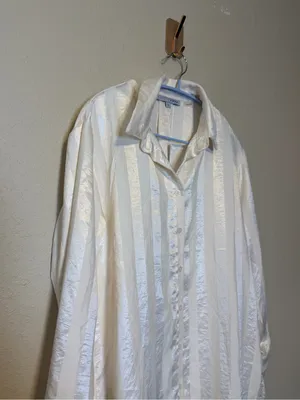 Baltic Born Kieran Striped Button Up Satin Cream Top Size Small NWT‎ thumbnail 2