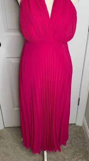 ZARA pink fuschia barbie core pleated maxi dress blogger favorite size large thumbnail 7