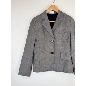 Akris Punto Women Blazer Gray Two Button Plaid Suit Jacket Notched Office Size 6 thumbnail 5