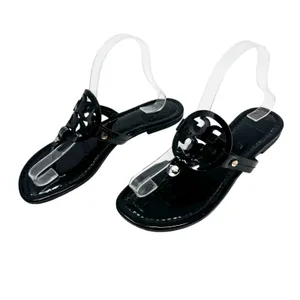 TORY BURCH Black Patent Leather Miller Classic Designer Logo Sandals Size 8.5 thumbnail 3