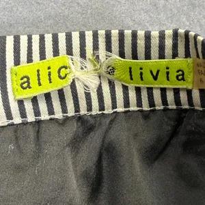 Alice + Olivia Black White Striped‎ A-Line Mini Skirt Size 6 Exposed Zipper thumbnail 2