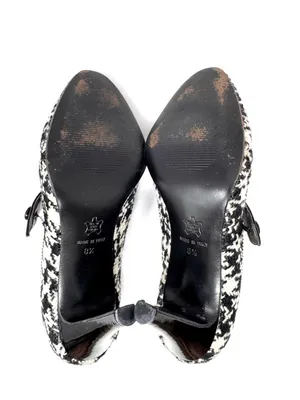 CARISMA black/white houndstooth fabric & leather Mary Janes, Italy, size 8.5 thumbnail 13