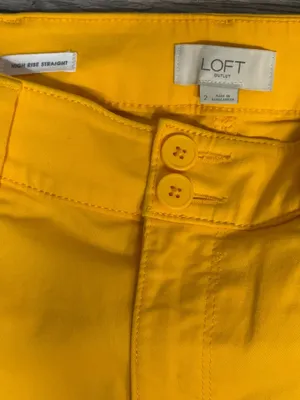 LOFT High Rise Straight Pants Size 2 Golden Yellow Stretch thumbnail 5