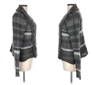 Free People charcoal braided cardigan thumbnail 6