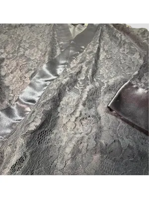 ✨Vintage Victoria’s Secret Gold Label Lace Kimono Robe Black OS Whimsigoth✨ thumbnail 5
