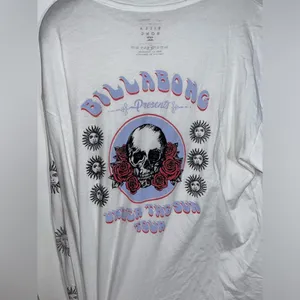 Billabong Under the Sun Tour Skull Roses Suns Long Sleeve Tshirt Size Medium thumbnail 2