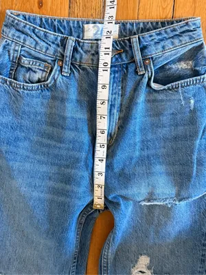 We‎ the FREE PEOPLE Straight Leg Denim Jeans My Own Lane Distressed Dark size 26 thumbnail 5