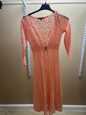 Impulsive Size Large Peach Cover Up Knitted 3 Button Closure Long Sleeve. New thumbnail 7