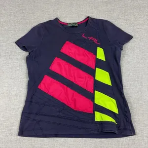 Lauren Ralph Lauren T-Shirt Womens L Blue Crew Neck Short Sleeve Colorblock thumbnail 1