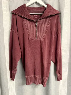 Aerie Sweater Oversized Pullover Quarter-Zip thumbnail 1