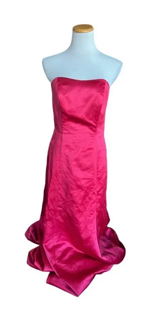 Womens Alfred Angelo Red Strapless Bridesmaid Dress Evening Gown 7055 Sz 8 2012 thumbnail 1