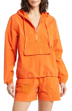Outdoor Voices Water Resistant Hooded Quarter Zip Pullover Orange Size M thumbnail 1