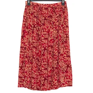 Vintage Maxi Skirt Floral Button Cottage Boho Prairie 90s Festival Red Large thumbnail 4