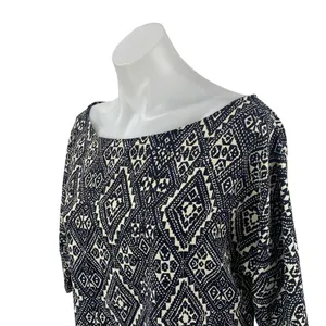 Zara Black Aztec Geometric Printed Short Sleeve Mini Twist Shift Sheath Dress S thumbnail 3