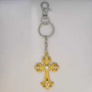 CZ Cross Keychain Charm for Men Women Car Keychain Key Ring Bag Charm Couple Gifts thumbnail 3