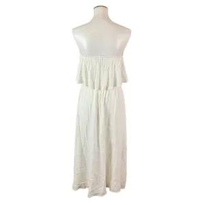 Lulus White Strapless‎ Maxi Dress Metallic Thread Drawstring Waist XS thumbnail 5