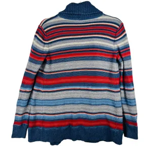 Ralph Lauren Jeans Southwestern Striped Cardigan Sweater Open Front Knit Blue S‎ thumbnail 2