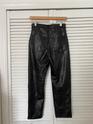 Abercrombie Black Vegan Leather Pants Ankle Straight Ultra High-Rise thumbnail 3