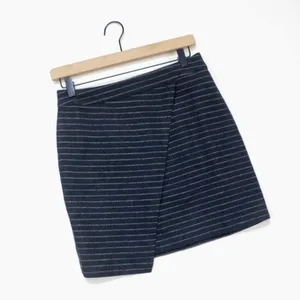 MADEWELL Wool Gray‎ Striped Mini Skirt Academia Collegiate Faux Wrap Size 4 thumbnail 2