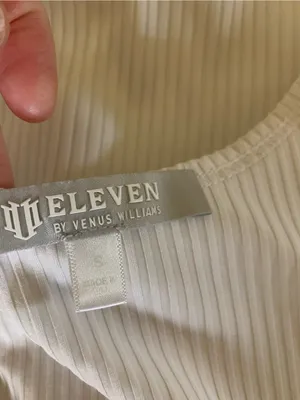 Eleven By Venus Williams White Ribbed Square Neck Tank Top Tennis Athleisure S thumbnail 5