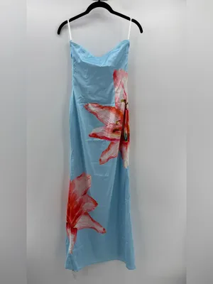 Revolve More To Come Lyza Strapless Maxi Dress in Blue Floral thumbnail 6