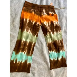 2DYE4 by Fettucini Tie Dye Sweatpants‎ XS Brown Orange Green Blue Wide Leg USA thumbnail 3