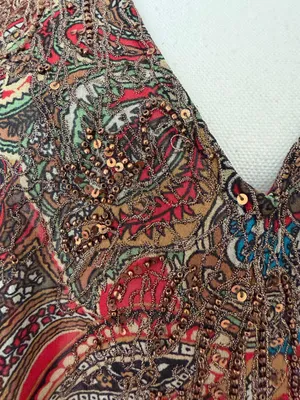 New Chico's Women’s Silk Paisley V-Neck Blouse thumbnail 3