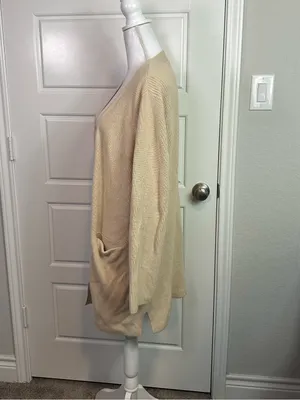 Old Navy Textured Open-Front Cotton Blend Knit Cardigan Sweater Oatmeal Size L thumbnail 4