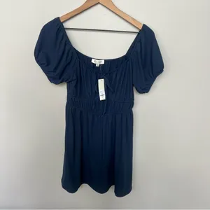 Mel + Rose NWT Francesca's Collections Navy Mini Short Sleeve Skater Dress M thumbnail 2