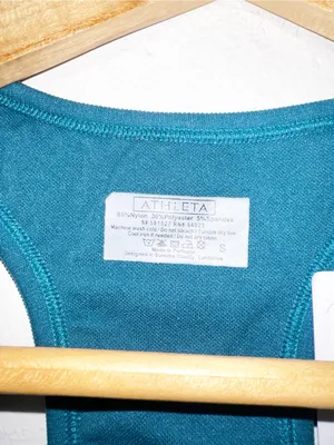 Athleta Neon Stripe Teal Racerback Active Fitted Tank Top thumbnail 4