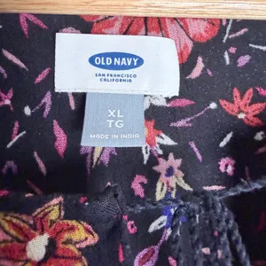 Old Navy Blouse Women Plus XL Black Floral Babydoll Office Cottagecore Whimsical thumbnail 6