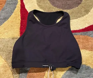 NWT Mono B Black Sports Bra Racerback Padded Cinch Front Women’s Size Medium thumbnail 1