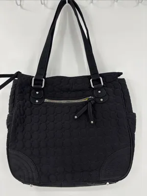 Vera Bradley Black Quilted Shoulder Tote with Front Zip Pocket thumbnail 8