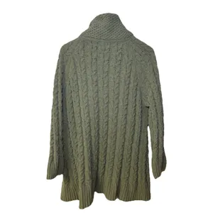 POL Open Cardigan L Duster Sweater Fisherman Chunky Knit Comfy green thumbnail 2