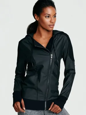 Victoria's Secret VSX Sport Faux Leather Moto Jacket women's size Large thumbnail 1