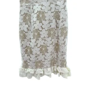 Here Comes The Sun‎ White Floral Lace Ruffle Mini Dress Off Shoulder Boho Bridal thumbnail 3