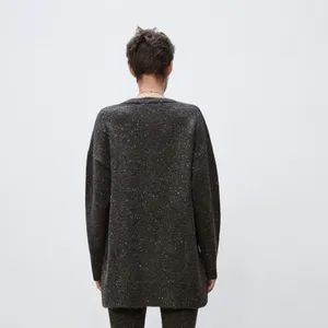 Nwot Zara Wool / Alpaca Blend Rib Trim Knit Long Cardigan Gray Small thumbnail 6