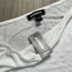 Express One Shoulder White T-Shirt Size XS thumbnail 8